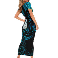 Manaia New Zealand Matariki Short Sleeve Bodycon Dress NZ Paua Shell Maori Art LT14 - Polynesian Pride
