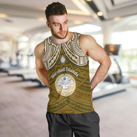 Personalised Marshall Islands Men Tank Top Gold Polynesian Tribal Mix Coat Of Arms LT14 - Polynesian Pride