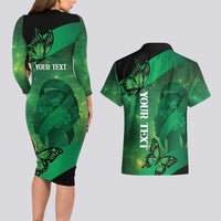 Personalised World Mental Health Awareness Month Couples Matching Long Sleeve Bodycon Dress and Hawaiian Shirt Warriors Brave Strong Galaxy Vibes LT14 - Polynesian Pride