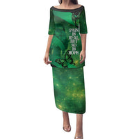 Personalised World Mental Health Awareness Month Family Matching Puletasi and Hawaiian Shirt Warriors Brave Strong Galaxy Vibes LT14 Mom's Dress Green - Polynesian Pride