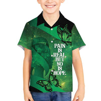 Personalised World Mental Health Awareness Month Family Matching Tank Maxi Dress and Hawaiian Shirt Warriors Brave Strong Galaxy Vibes LT14 Son's Shirt Green - Polynesian Pride
