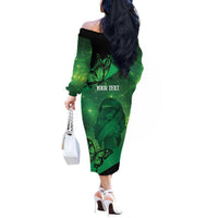 Personalised World Mental Health Awareness Month Off The Shoulder Long Sleeve Dress Warriors Brave Strong Galaxy Vibes LT14 - Polynesian Pride