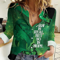 Personalised World Mental Health Awareness Month Women Casual Shirt Warriors Brave Strong Galaxy Vibes LT14 Female Green - Polynesian Pride