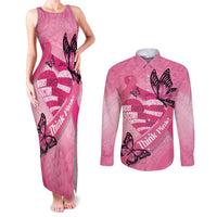 Polynesia Breast Cancer Awareness Month Couples Matching Tank Maxi Dress and Long Sleeve Button Shirt Pink Ribbon Mix Butterflies LT14 Pink - Polynesian Pride