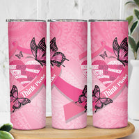 Polynesia Breast Cancer Awareness Month Skinny Tumbler Pink Ribbon Mix Butterflies LT14 - Polynesian Pride