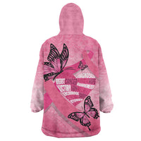 Polynesia Breast Cancer Awareness Month Wearable Blanket Hoodie Pink Ribbon Mix Butterflies LT14 - Polynesian Pride