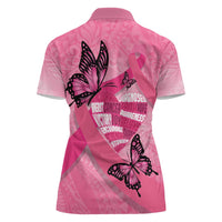 Polynesia Breast Cancer Awareness Month Women Polo Shirt Pink Ribbon Mix Butterflies LT14 - Polynesian Pride