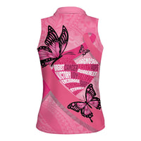 Polynesia Breast Cancer Awareness Month Women Sleeveless Polo Shirt Pink Ribbon Mix Butterflies LT14 - Polynesian Pride