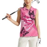 Polynesia Breast Cancer Awareness Month Women Sleeveless Polo Shirt Pink Ribbon Mix Butterflies LT14 - Polynesian Pride