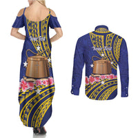 Personalised Tokelau Tokehega Day Couples Matching Summer Maxi Dress and Long Sleeve Button Shirt Tokelauan Tatau Flag Color LT14 - Polynesian Pride