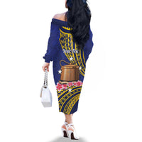 Personalised Tokelau Tokehega Day Family Matching Off The Shoulder Long Sleeve Dress and Hawaiian Shirt Tokelauan Tatau Flag Color LT14 - Polynesian Pride