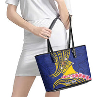 Personalised Tokelau Tokehega Day Leather Tote Bag Tokelauan Tatau Flag Color LT14 - Polynesian Pride
