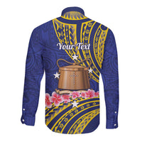 Personalised Tokelau Tokehega Day Long Sleeve Button Shirt Tokelauan Tatau Flag Color LT14 - Polynesian Pride