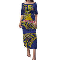 Personalised Tokelau Tokehega Day Puletasi Tokelauan Tatau Flag Color LT14 Long Dress Blue - Polynesian Pride