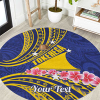 Personalised Tokelau Tokehega Day Round Carpet Tokelauan Tatau Flag Color LT14 Blue - Polynesian Pride