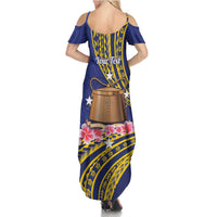 Personalised Tokelau Tokehega Day Summer Maxi Dress Tokelauan Tatau Flag Color LT14 - Polynesian Pride
