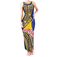 Personalised Tokelau Tokehega Day Tank Maxi Dress Tokelauan Tatau Flag Color LT14 Women Blue - Polynesian Pride