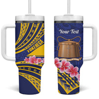 Personalised Tokelau Tokehega Day Tumbler With Handle Tokelauan Tatau Flag Color LT14 One Size: 40 oz Blue - Polynesian Pride