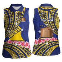 Personalised Tokelau Tokehega Day Women Sleeveless Polo Shirt Tokelauan Tatau Flag Color LT14 - Polynesian Pride