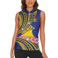 Personalised Tokelau Tokehega Day Women Sleeveless Polo Shirt Tokelauan Tatau Flag Color LT14 - Polynesian Pride