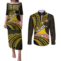 Personalised Tokelau Tokehega Day Couples Matching Puletasi and Long Sleeve Button Shirt Tokelauan Tatau Black Color LT14 Black - Polynesian Pride