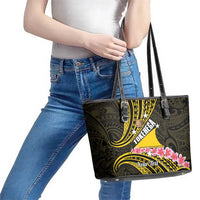 Personalised Tokelau Tokehega Day Leather Tote Bag Tokelauan Tatau Black Color LT14 - Polynesian Pride