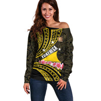 Personalised Tokelau Tokehega Day Off Shoulder Sweater Tokelauan Tatau Black Color LT14 Women Black - Polynesian Pride