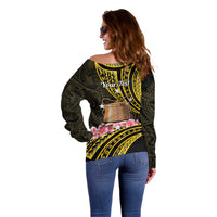 Personalised Tokelau Tokehega Day Off Shoulder Sweater Tokelauan Tatau Black Color LT14 - Polynesian Pride