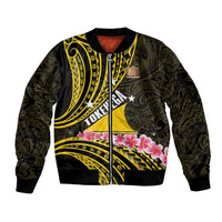 Personalised Tokelau Tokehega Day Sleeve Zip Bomber Jacket Tokelauan Tatau Black Color LT14 Unisex Black - Polynesian Pride