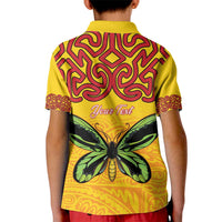 Personalised Tufi Tapa and Tattoo Festival Kid Polo Shirt PNG Oro Butterfly Tapa Pattern LT14 - Polynesian Pride