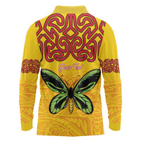 Personalised Tufi Tapa and Tattoo Festival Long Sleeve Polo Shirt PNG Oro Butterfly Tapa Pattern LT14 - Polynesian Pride