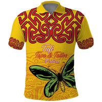 Personalised Tufi Tapa and Tattoo Festival Polo Shirt PNG Oro Butterfly Tapa Pattern LT14 Yellow - Polynesian Pride