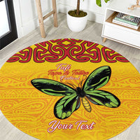 Personalised Tufi Tapa and Tattoo Festival Round Carpet PNG Oro Butterfly Tapa Pattern LT14 Yellow - Polynesian Pride