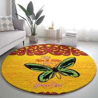 Personalised Tufi Tapa and Tattoo Festival Round Carpet PNG Oro Butterfly Tapa Pattern LT14 - Polynesian Pride