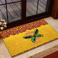 Personalised Tufi Tapa and Tattoo Festival Rubber Doormat PNG Oro Butterfly Tapa Pattern LT14 - Polynesian Pride