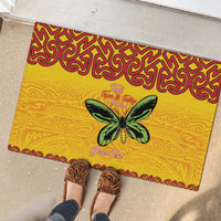 Personalised Tufi Tapa and Tattoo Festival Rubber Doormat PNG Oro Butterfly Tapa Pattern LT14 - Polynesian Pride