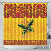 Personalised Tufi Tapa and Tattoo Festival Shower Curtain PNG Oro Butterfly Tapa Pattern LT14 - Polynesian Pride