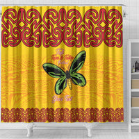 Personalised Tufi Tapa and Tattoo Festival Shower Curtain PNG Oro Butterfly Tapa Pattern LT14 - Polynesian Pride