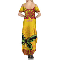 Personalised Tufi Tapa and Tattoo Festival Summer Maxi Dress PNG Oro Butterfly Tapa Pattern LT14 - Polynesian Pride