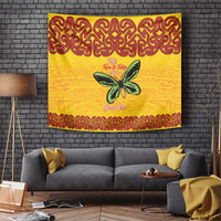 Personalised Tufi Tapa and Tattoo Festival Tapestry PNG Oro Butterfly Tapa Pattern LT14 Yellow - Polynesian Pride