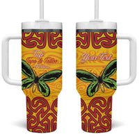 Personalised Tufi Tapa and Tattoo Festival Tumbler With Handle PNG Oro Butterfly Tapa Pattern LT14 One Size: 40 oz Yellow - Polynesian Pride
