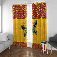 Personalised Tufi Tapa and Tattoo Festival Window Curtain PNG Oro Butterfly Tapa Pattern LT14 With Grommets Yellow - Polynesian Pride