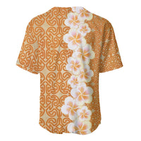 Personalised Tufi Tapa and Tattoo Festival Baseball Jersey Oro Tapa Cloth With Plumeria LT14 - Polynesian Pride