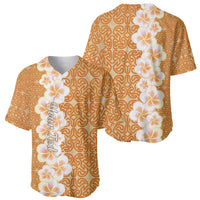 Personalised Tufi Tapa and Tattoo Festival Baseball Jersey Oro Tapa Cloth With Plumeria LT14 - Polynesian Pride