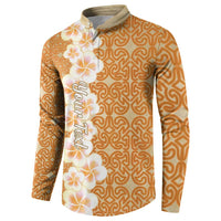 Personalised Tufi Tapa and Tattoo Festival Button Sweatshirt Oro Tapa Cloth With Plumeria - Polynesian Pride