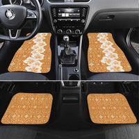 Personalised Tufi Tapa and Tattoo Festival Car Mats Oro Tapa Cloth With Plumeria LT14 Set 4pcs Brown - Polynesian Pride