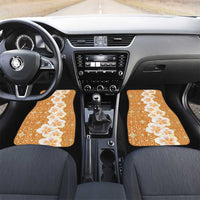 Personalised Tufi Tapa and Tattoo Festival Car Mats Oro Tapa Cloth With Plumeria LT14 Set 2pcs - Front Brown - Polynesian Pride