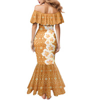 Personalised Tufi Tapa and Tattoo Festival Family Matching Mermaid Dress and Hawaiian Shirt Oro Tapa Cloth With Plumeria LT14 - Polynesian Pride