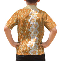 Personalised Tufi Tapa and Tattoo Festival Family Matching Off The Shoulder Long Sleeve Dress and Hawaiian Shirt Oro Tapa Cloth With Plumeria LT14 - Polynesian Pride