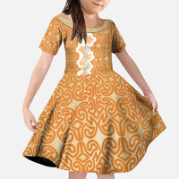 Personalised Tufi Tapa and Tattoo Festival Family Matching Off Shoulder Maxi Dress and Hawaiian Shirt Oro Tapa Cloth With Plumeria LT14 Daughter's Dress Brown - Polynesian Pride